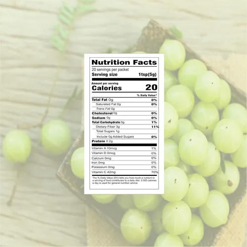 Vista 2 de Yauvanya Grosella espinosa india en polvo (Amla / Amlaki / Emblica Officinalis) - 2 x 3.53 oz Sin gluten Vegano Sin semillas, solo pulpa