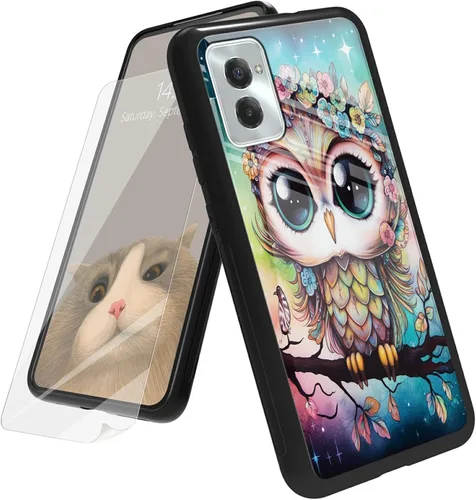 Vista 36 de Funda para Motorola Moto G Play 4G 2024 con protector de pantalla, parte trasera de vidrio templado + funda de silicona suave TPU absorción
