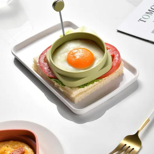 Vista 2 de Yelleow - Molde para freidora de huevos fritos de doble cara de grado alimenticio flexible de grado alimenticio para el hogar, anillo de huevos