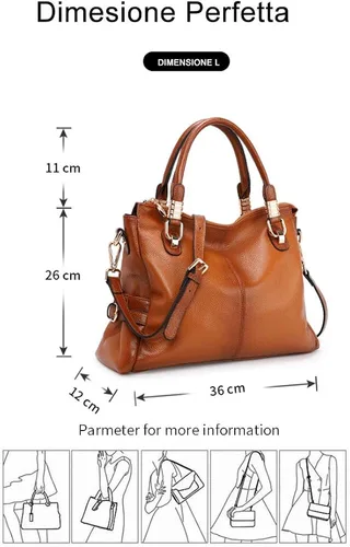 Vista 8 de Kattee Cartera bandolera estilo urbano de cuero para mujer