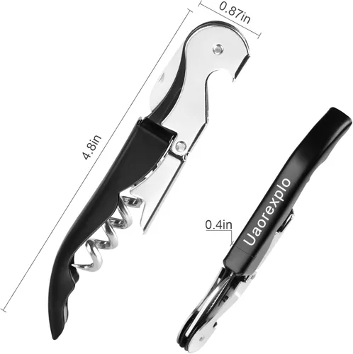 Vista 10 de Abrevino profesional resistente, llave de vino compacta y plegable, sacacorchos de acero inoxidable resistente, doble bisagra, cortador de lámina
