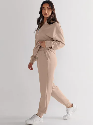 Vista 4 de ANRABESS Womens 2 Piece Outfits Sweatsuit Half Zip Long Sleeve Cropped Sweatshirt Jogger Sweatpants Travel Tracksuit Set