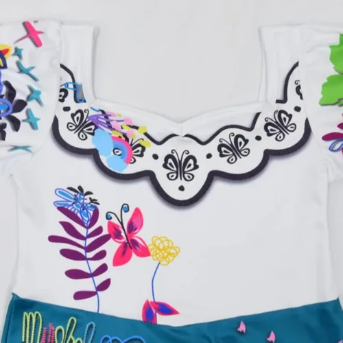 Vista 3 de Disfraz de Mirabel para niños disfraz de princesa Mirabel Madrigal disfraz de falda con estampado elegante para niñas