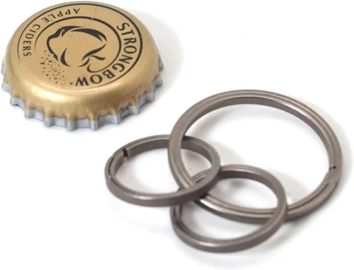 Vista 5 de Llavero y llavero con mosquetón de titanio, llavero abrebotellas, clip para cinturón de trabajo, llavero EDC minimalista.