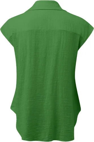 Vista 19 de Ceboyel Camisas para mujer de moda de verano, algodón, lino, manga corta, cuello con botones, blusa casual para mujer 2023