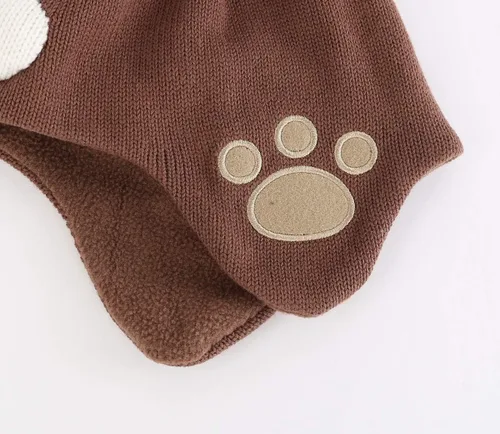 Vista 5 de LLmoway Gorro de punto con forro polar para bebé, con orejeras, pompón
