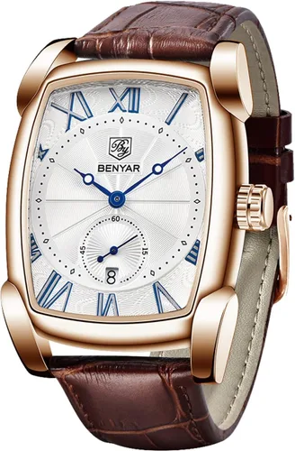 Vista 10 de BENYAR Relojes impermeables clásicos con diseño vintage, de caja rectangular