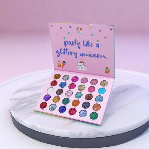 Vista 3 de Paleta de maquillaje de sombra de ojos con purpurina de 30 colores, paleta de sombra de ojos brillante + 1 pincel de sombra de ojos de larga