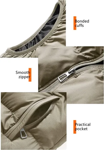 Vista 7 de WENKOMG1 Chaleco acolchado de invierno para hombre, ligero, plegable, con cremallera, sin mangas, resistente al agua