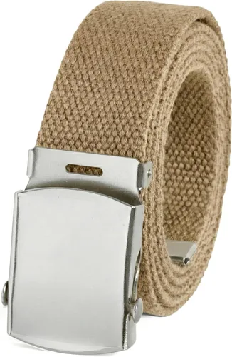 Vista 8 de BC Belts Cinturón de tela de lona con hebilla cromada de 54 pulgadas de largo, estilo militar totalmente ajustable