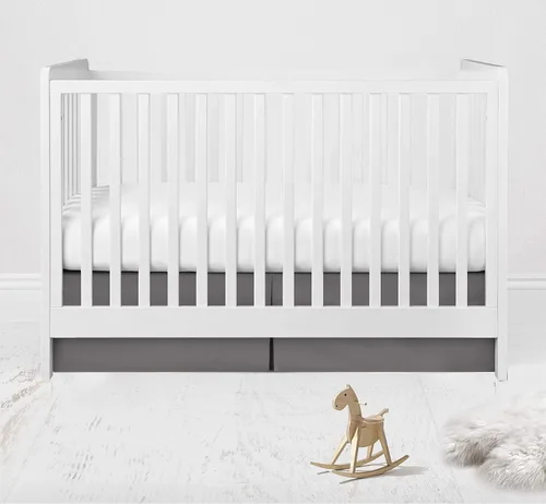Vista 11 de Bacati Falda de cama sólida para cuna/niño pequeño, color negro, caída de 13 pulgadas