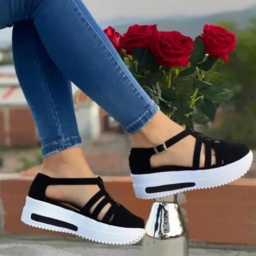 Vista 2 de UQGHQO Sandalias para mujer, sandalias de plataforma casuales 2023, para verano, playa, estilo bohemio, romana, zapatos para mujer, con puntera