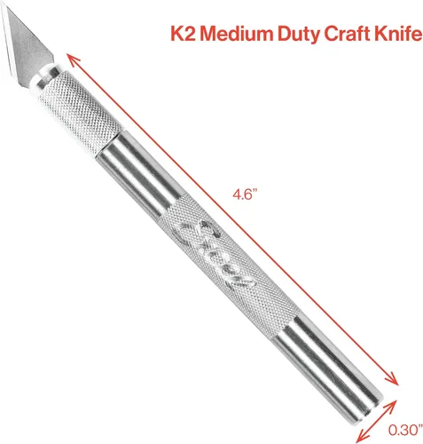Vista 3 de Excel Blades K2 - Juego de cuchillos de hobby de servicio medio, paquete de 3 cuchillos de precisión con cuchillas #24 para tallar y manualidades