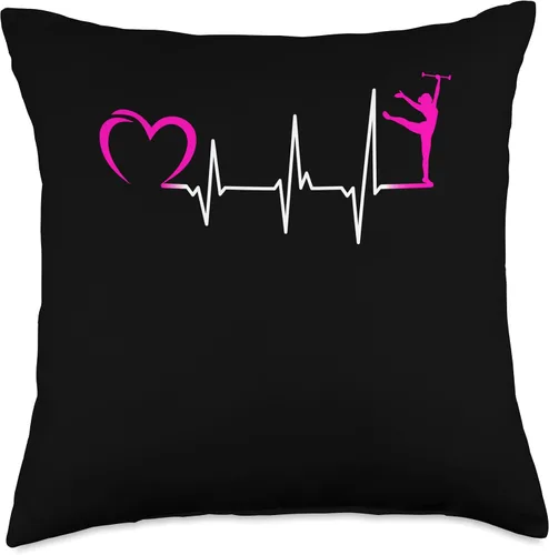 Vista 4 de Awesome Gymnasts heartbeat dance baton twirling Throw Pillow
