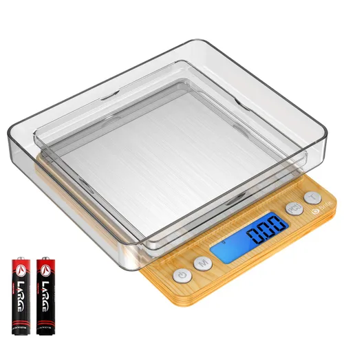 Vista 11 de AMIR - Báscula digital de cocina, 17.64 oz, báscula de bolsillo para joyas, báscula de cocina con pantalla LCD retroiluminada, 2 bandejas, 6