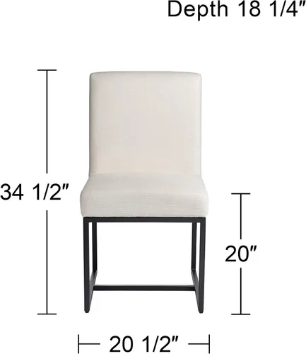Vista 2 de 55 Downing Street Silla de comedor Myles de tela blanca y metal negro