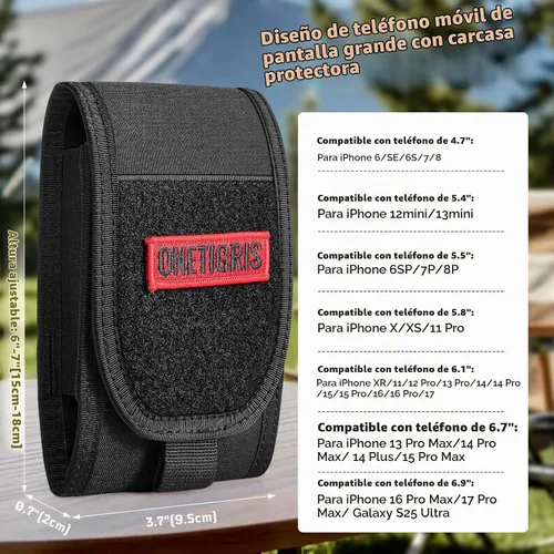Vista 2 de OneTigris - Bolsillo grande para smartphone de 5.5 pulgadas con funda Otterbox o Survivor Negro