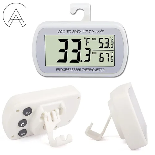 Vista 6 de AEVETE Termómetro digital impermeable para refrigerador con pantalla LCD grande, termómetro de sala de congelador con parte trasera magnética, sin