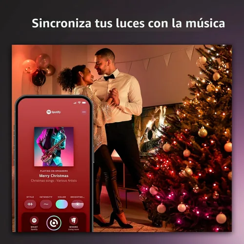 Vista 5 de Philips Hue Tira de luces Festavia de 65 pies, 250 mini LED inteligentes de cambio de color - Resistente a la intemperie, control con la aplicación