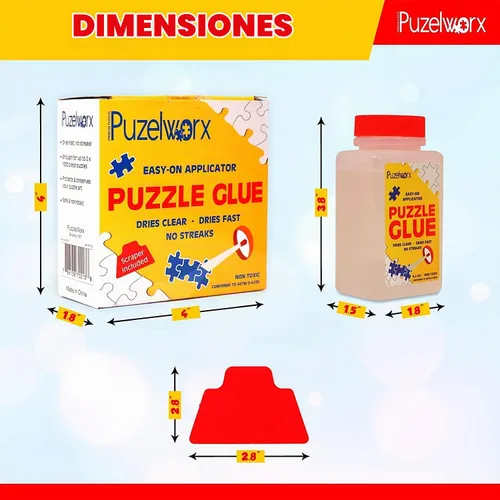 Vista 3 de Playkidz PuzzleWorx - Pegamento para rompecabezas, aplicador fácil de poner, paquete de 2, pegamento transparente no tóxico para rompecabezas