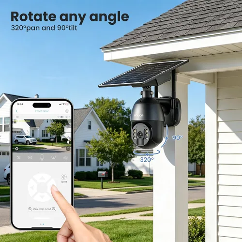 Vista 3 de SOLIOM 4G LTE Security Camera, Solar Wireless Cellular Security Camera, 360° Pan Tilt View with Spotlight, 1080P Night Vision, 2-Way Talk, PIR