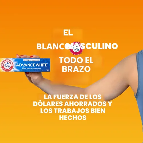 Vista 4 de ARM & HAMMER Advance White Pasta de dientes, Pasta de dientes blanqueadora de bicarbonato de sodio con Tecnología de Defensa contra Manchas y Flúor