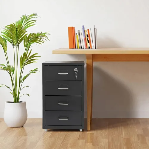Vista 5 de TFCFL 4 Drawer Metal File Cabinet, 11.02lb/Drawer,Lockable Top(Black)