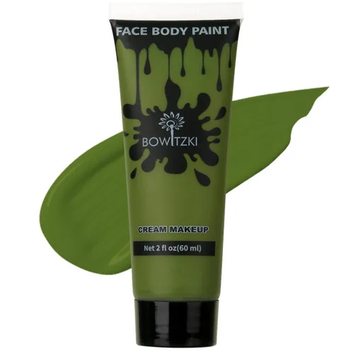 Vista 12 de Bowitzki Pintura facial y corporal de 2 onzas, maquillaje en crema, 2.0 fl oz, pintura facial a base de agua, efectos especiales para adultos, Negro