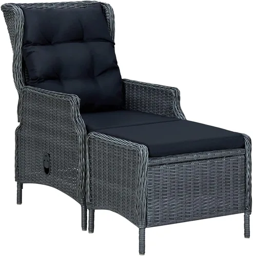 Vista 7 de Ensemble de salle à manger extérieur 9 piezas gris foncé, mesa rectangular et 6 chaises avec primos, résistant aux intempéries pour jardín, terraza