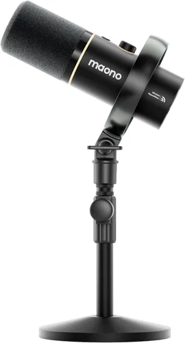 Vista 14 de MAONO PD200W Hybrid Wireless Podcast Equipment Bundle para 2, kit de micrófono USB dinámico XLR con 2 brazos de brazo, software, cancelación