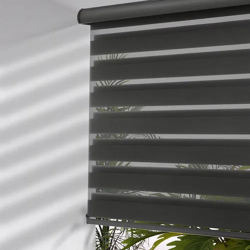 Vista 12 de MYshade - Persianas enrollables de cebra sin cordón con función de parada libre - Persianas traslúcidas de doble capa con filtración de luz y Blanco