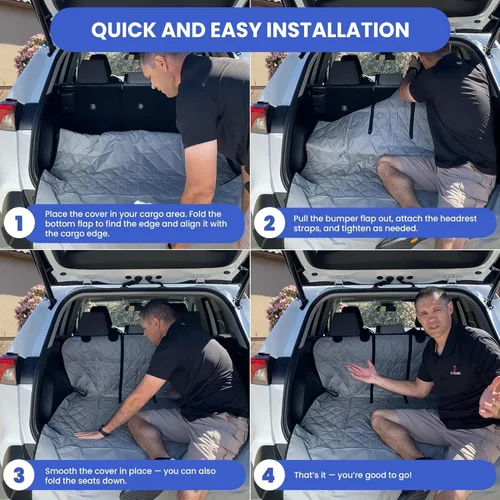 Vista 6 de 4Knines Forro de Carga Dividido para SUV – Para Perros y Mascotas, Resistente, Alfombrilla Impermeable para Maletero y Cubierta de Carga – Se Adapta
