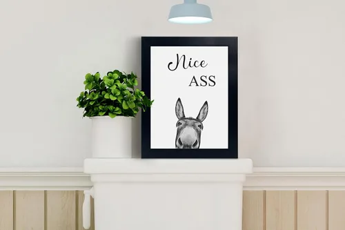 Vista 3 de Decoración de habitación de asno con estampados de animales, bonito cartel de citas de culo en el baño, decoración divertida para el baño, carteles
