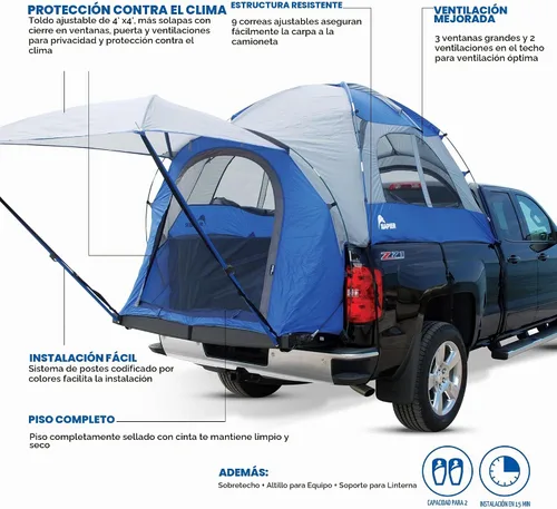 Vista 6 de Tienda para camioneta Sportz, color azul y gris
