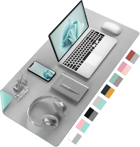 Vista 22 de Tapete de escritorio grande protector – Alfombrilla multifuncional de doble cara para escritorio de oficina, alfombrilla de ratón suave de Azul lago
