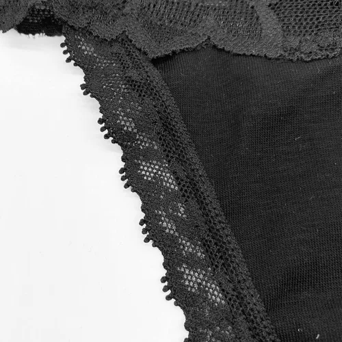Vista 5 de GAREDOB Tangas de algodón retro de cintura alta para mujer, paquete de 6 unidades, ropa interior de encaje, talla grande, tiro alto, control