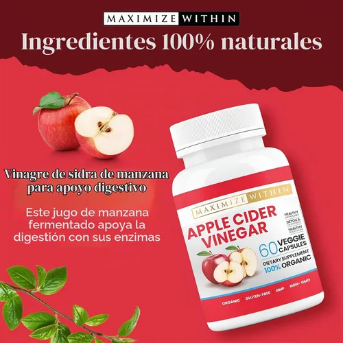 Vista 2 de Maximum Slim Vinagre de sidra de manzana, 60 ct