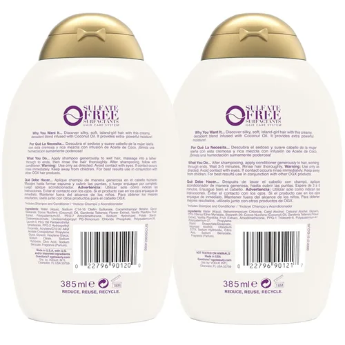 Vista 8 de OGX Extra Strength Damage Remedy + Coconut Miracle Oil Champú y acondicionador para cabello seco, encrespado o grueso, acondicionador hidratante
