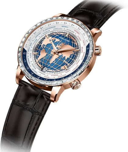 Vista 3 de Agelocer Reloj mecánico automático azul para hombre, de lujo, de acero inoxidable, con correa de cuero