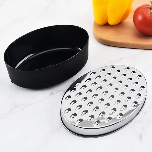 Vista 6 de Rallador de queso de acero inoxidable con recipiente de almacenamiento hermético, rallador de caja para cocina, triturador para parmesano, queso