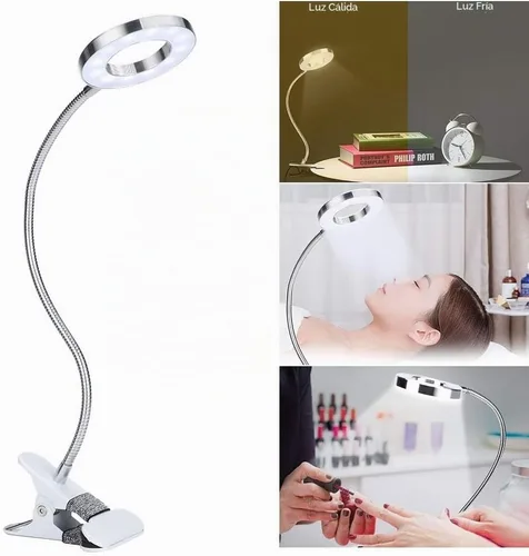 Vista 2 de lámpara, USB círculo maquillaje lámpara ceja labio salón de belleza escritorio Led luces con clip
