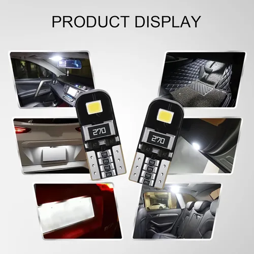 Vista 6 de 10 bombillas LED 194, T10 2835 W5W 2SMD Chipsets 6000K blanco luces de matrícula, repuesto para interior de coche, cúpula de mapa, puerta, lectura