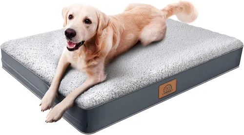 Vista 12 de Cama ortopédica para perros grandes - Gran cama impermeable para jaula de perro con funda extraíble y lavable, soporte de espuma tipo caja