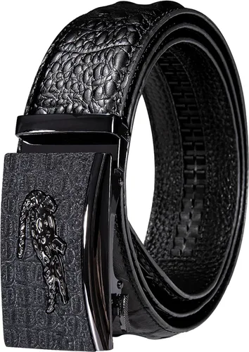 Vista 32 de Barry.Wang Cinturón de trinquete de cuero para hombre 1 3/8" hebilla A Oro Verde