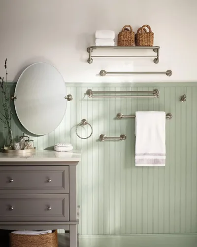 Vista 8 de Moen DN6886BN Sage – Anillo para toallas de baño con un poste, níquel cepillado resistente a manchas