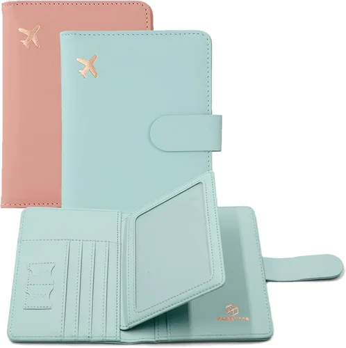 Vista 9 de Melsbrinna - Funda para pasaporte, ranuras para tarjetas, bonita funda para pasaporte para mujeres/hombres, resistente al agua con bloqueo RFID