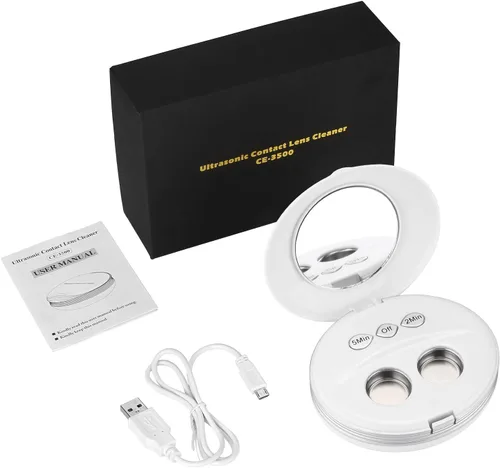 Vista 5 de Máquina limpiadora de lentes de contacto, limpiador ultrasónico de lentes de contacto BlumWay con cargador USB, pequeño y portátil, lente suave