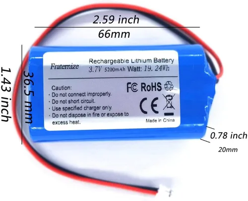 Vista 3 de Batería de iones de litio de 5200mAh 3.7v con 2.0Pin JST-PH JST 2.0/2P Plug Batería recargable Batería de litio 3.7 voltios para electrónica