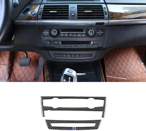 Vista 2 de coche aire acondicionado ajuste volumen marco pegatinas accesorios fibra de carbono suave para BMW X5 E70 X6 E71 2008-2013