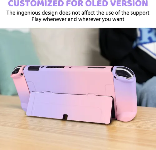 Vista 3 de DLseego Protective Case Design for Nintendo Switch OLED Joy-Con Controllers New Model 2021 with Glass Screen Protector and 4 Cute Thumb Grip Caps
